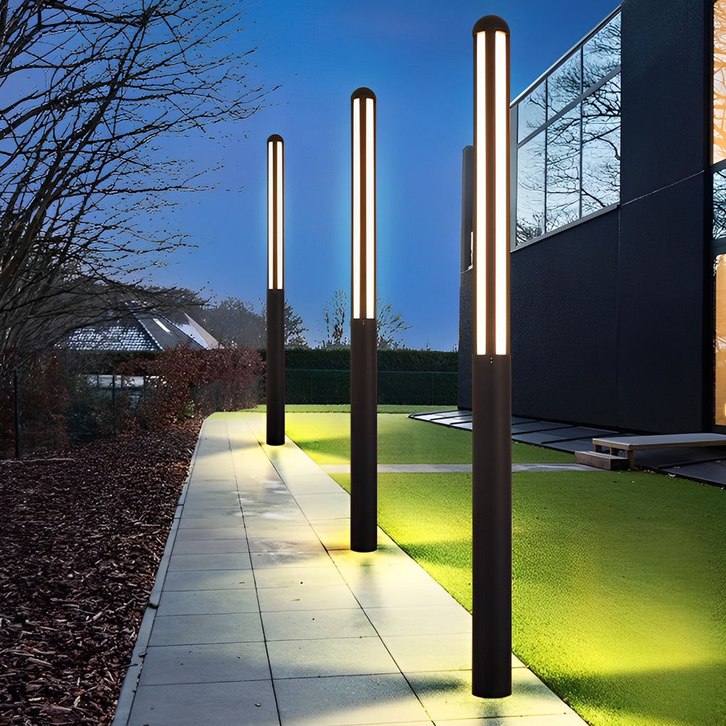 Minimalist Waterproof LED Black Modern Residential Outdoor Pole Lights Yard Lighting-Lighom