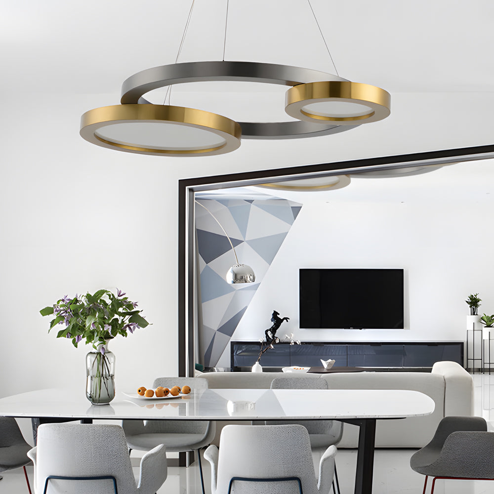 Circular Multi-Ring Brass Suspension LED Chandelier