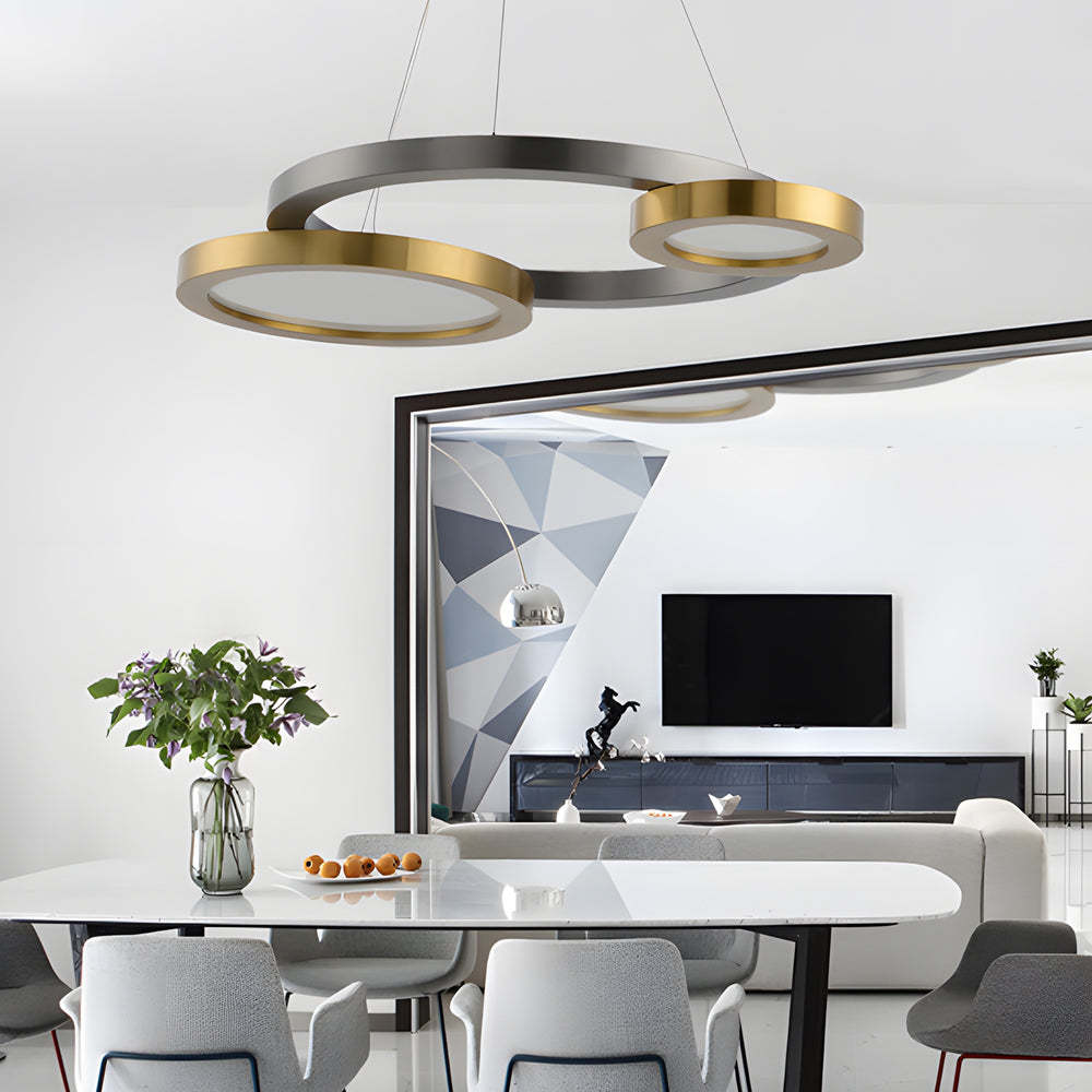 Circular Multi-Ring Brass Suspension LED Chandelier