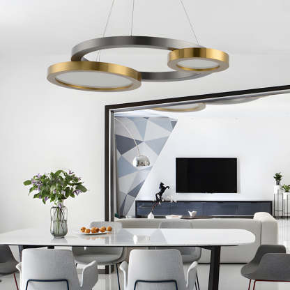 Circular Multi-Ring Brass Suspension LED Chandelier