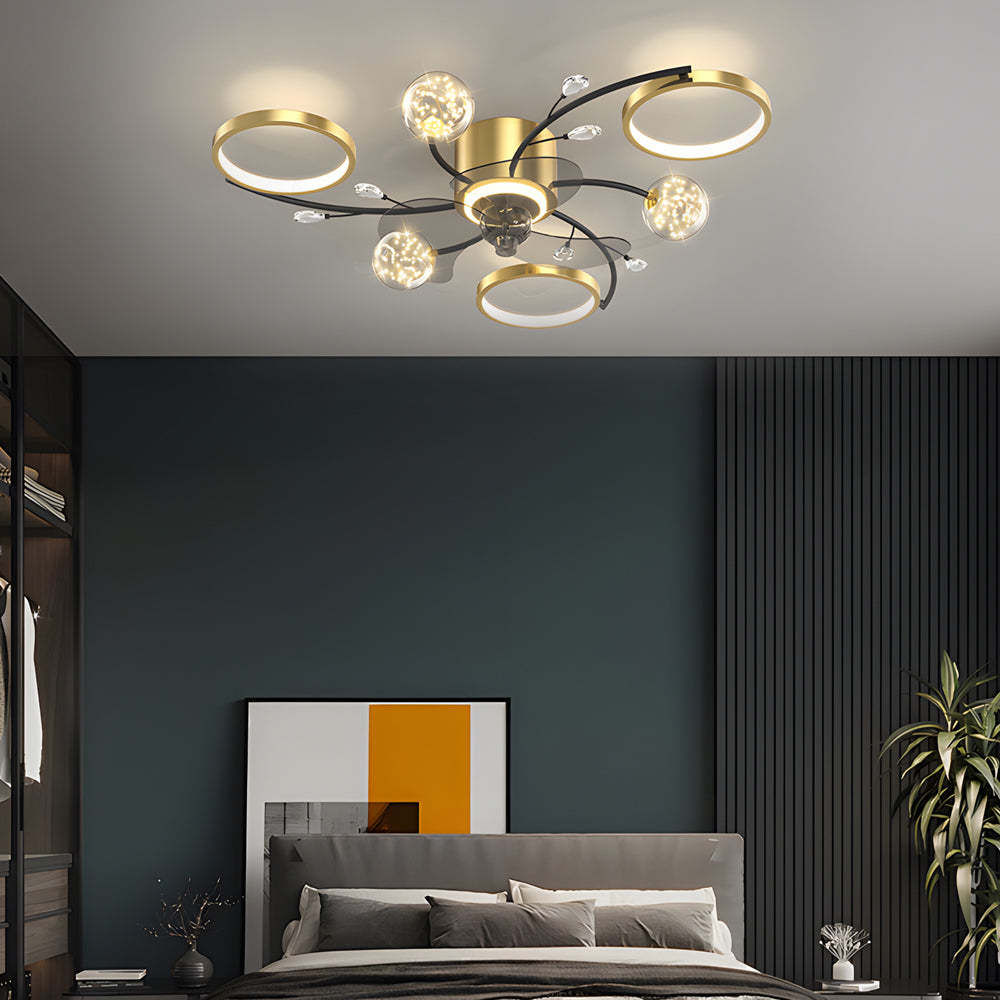Simple Star Ball 3-Step Dimming Modern Fan