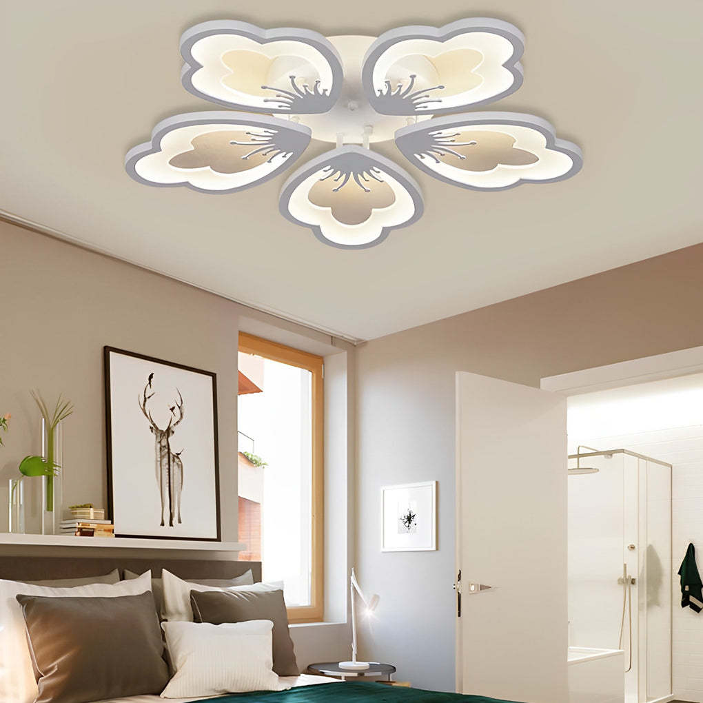 Flower Dimmable LED White Nordic Chandelier Flush Mount