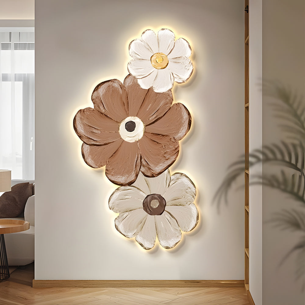 Modern flowers home wall sconces in glass crystal wood
