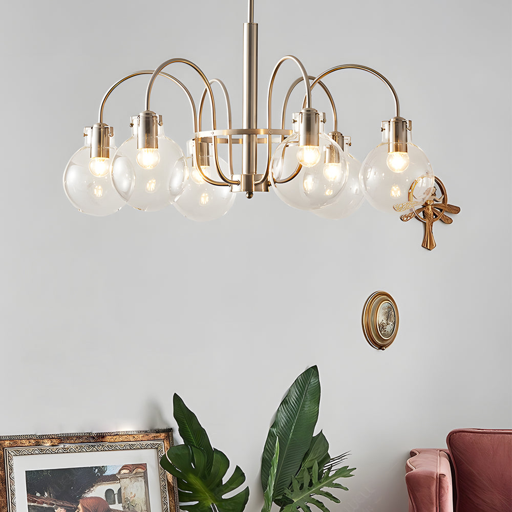 Glass Globe Indoor Nickel Chandelier