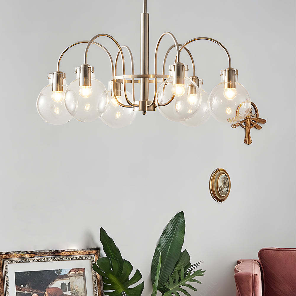 Glass Globe Indoor Nickel Chandelier