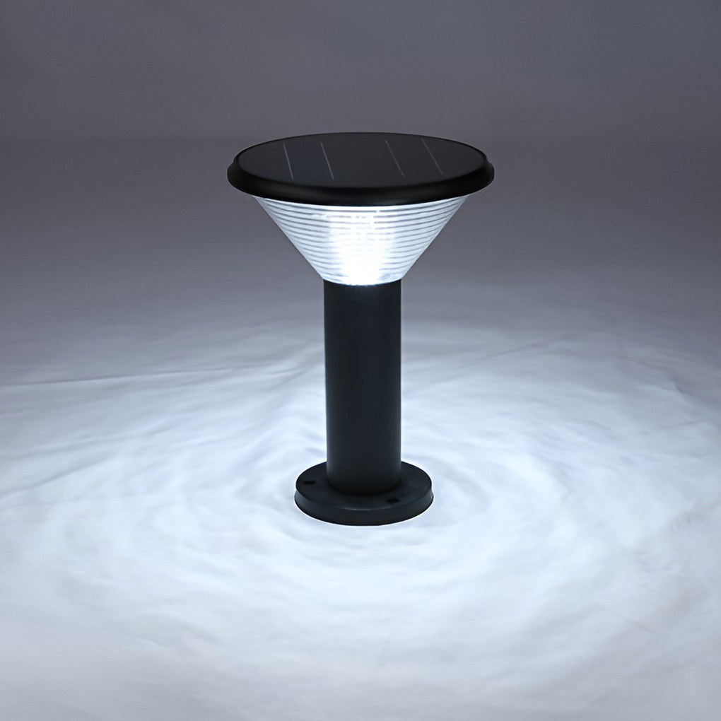 Round Light Control Induction Black Modern Outdoor Solar Pathway Lights-Lighom