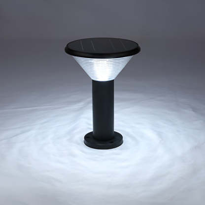 Round Light Control Induction Black Modern Outdoor Solar Pathway Lights-Lighom