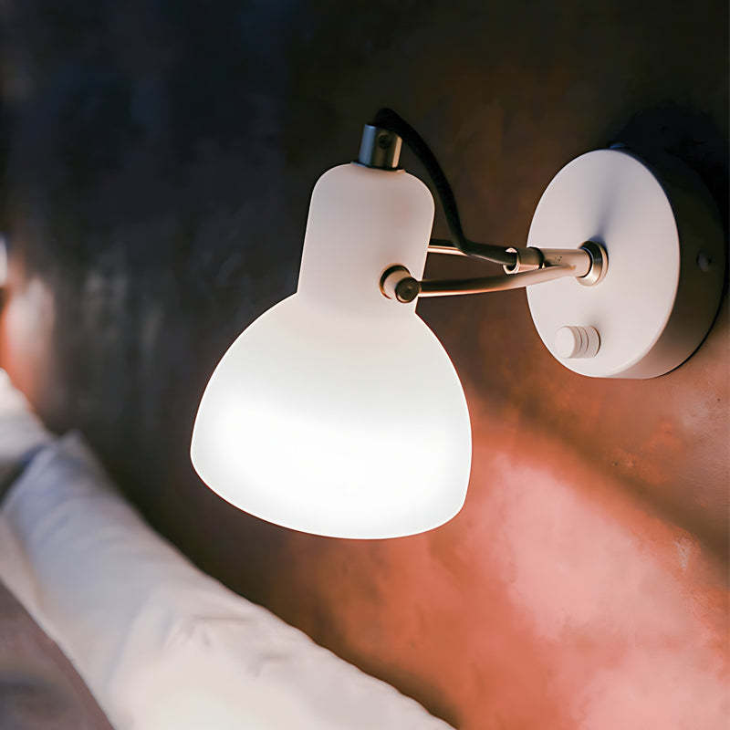 Creative 235° Rotatable White Glass Shade Minimalist Nordic Wall Lamp-Lighom