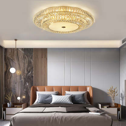 Round Crystal Dimmable Glass Modern Ceiling Fixture