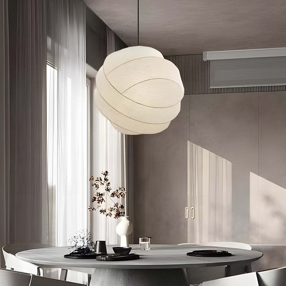 Iron Silk Fabric Ball Wabi-Sabi Japanese Chandelier — 23.6''