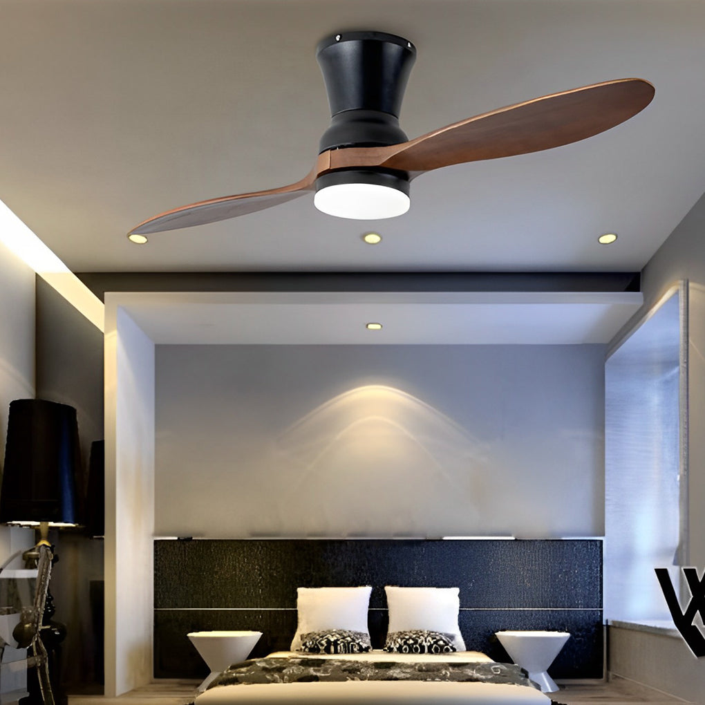 2-Blade Wood 18W LED Dimmable Remote Fan