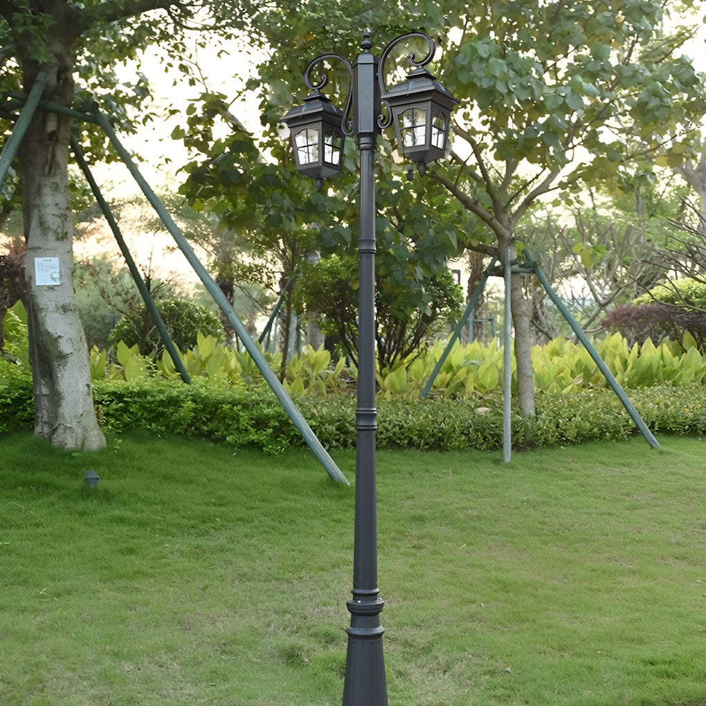 2 Lights Waterproof Black European Style Outdoor Pole Lights Public Lighting-Lighom