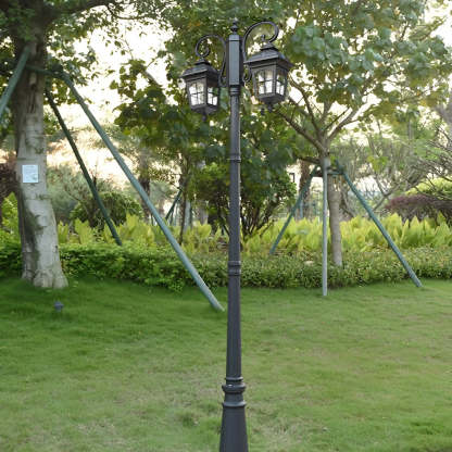 2 Lights Waterproof Black European Style Outdoor Pole Lights Public Lighting-Lighom