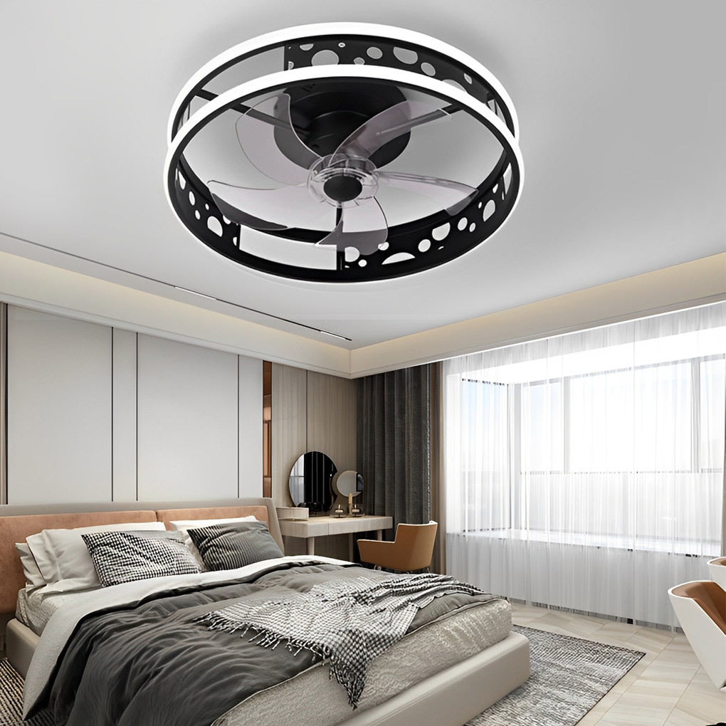 Round 3-Step Dimming LED Nordic Remote Fan