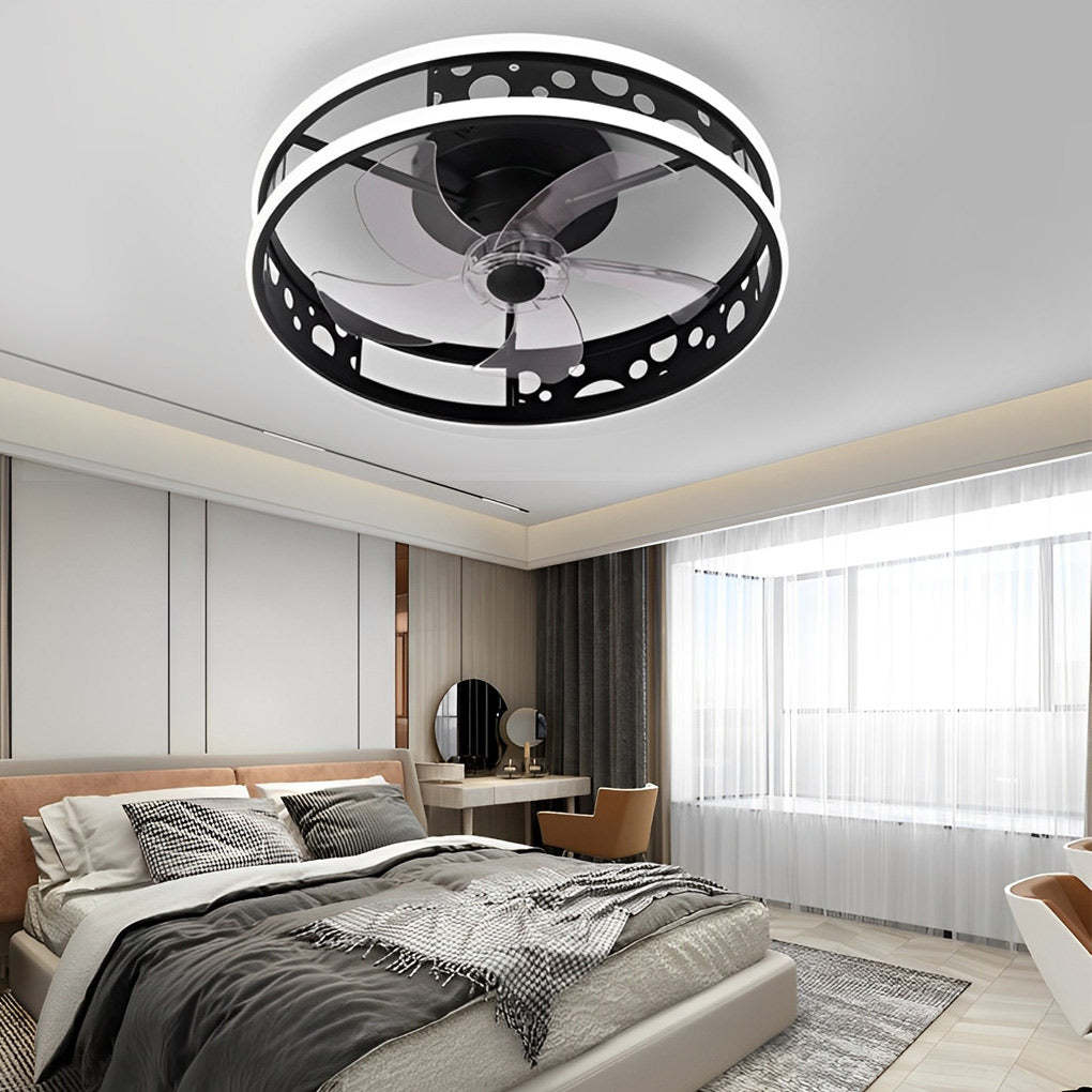Round 3-Step Dimming LED Nordic Remote Fan