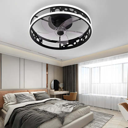 Round 3-Step Dimming LED Nordic Remote Fan