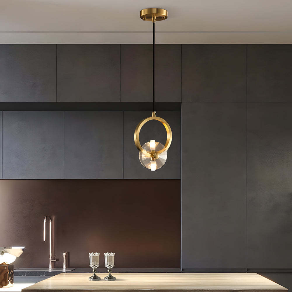 Round Copper Crystal LED Pendant