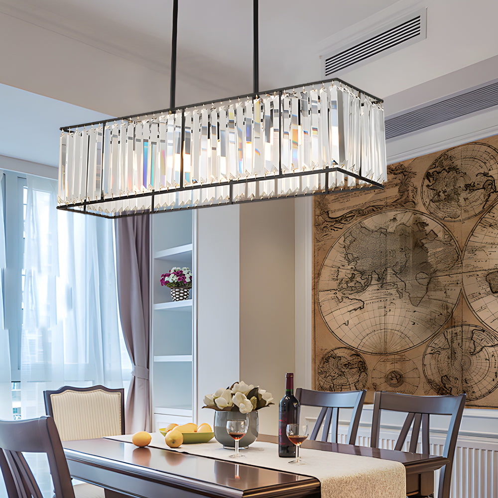 Dimmable Kitchen Island Crystal Rectangle Chandelier