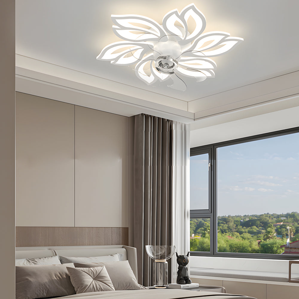 Black modern 3-step flowers ceiling fans — Brushed Gold
