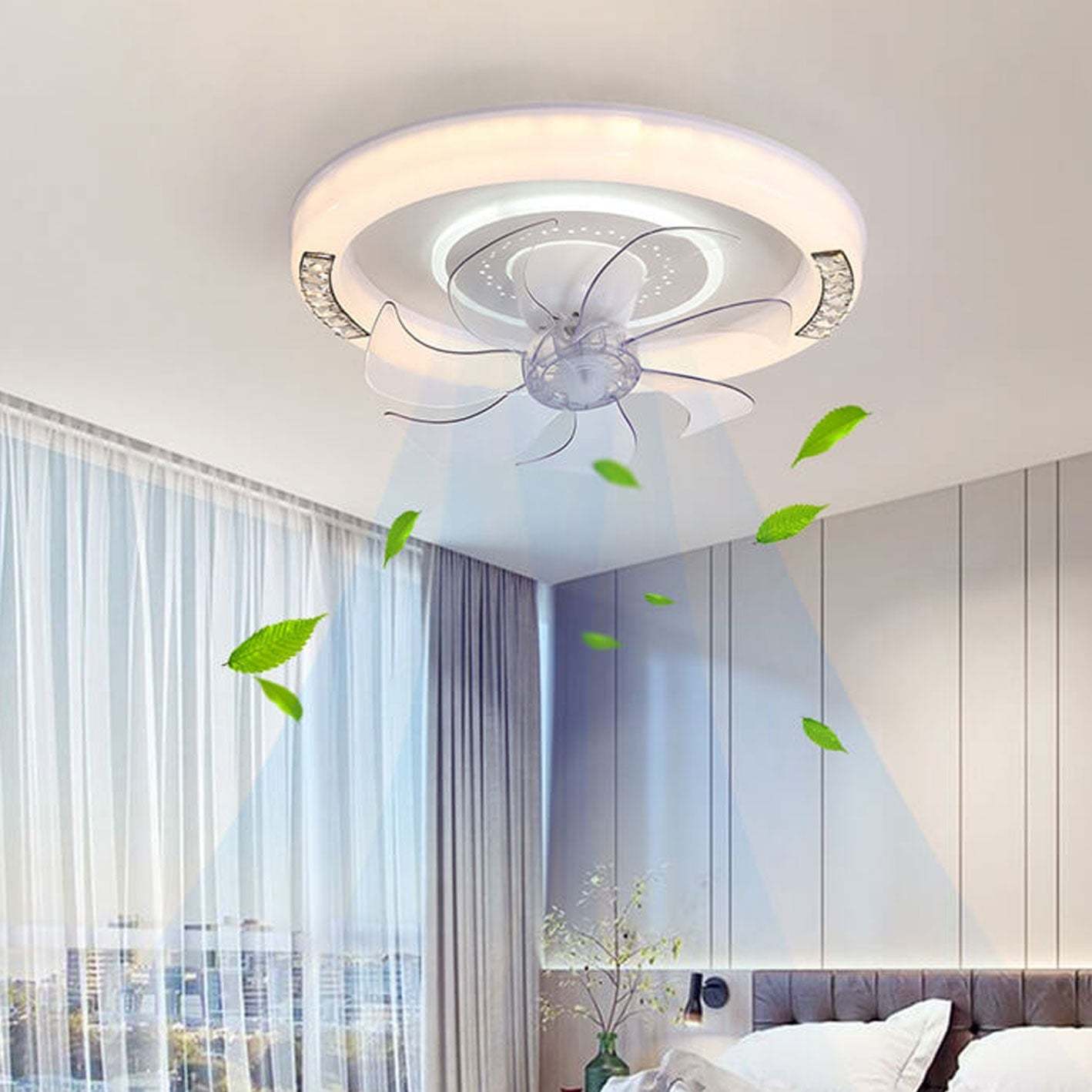 Minimalist Acrylic Round Smart LED Flush Mount Fan Light