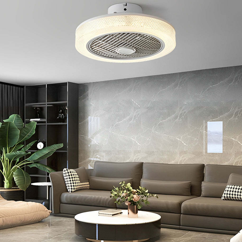 Round Dimmable LED Warm-Air Mute Bladeless Fan