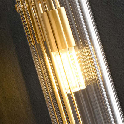 Modern Luxury 4-Light Oval Brass Wall Lamp with Clear Glass Shade-Lighom