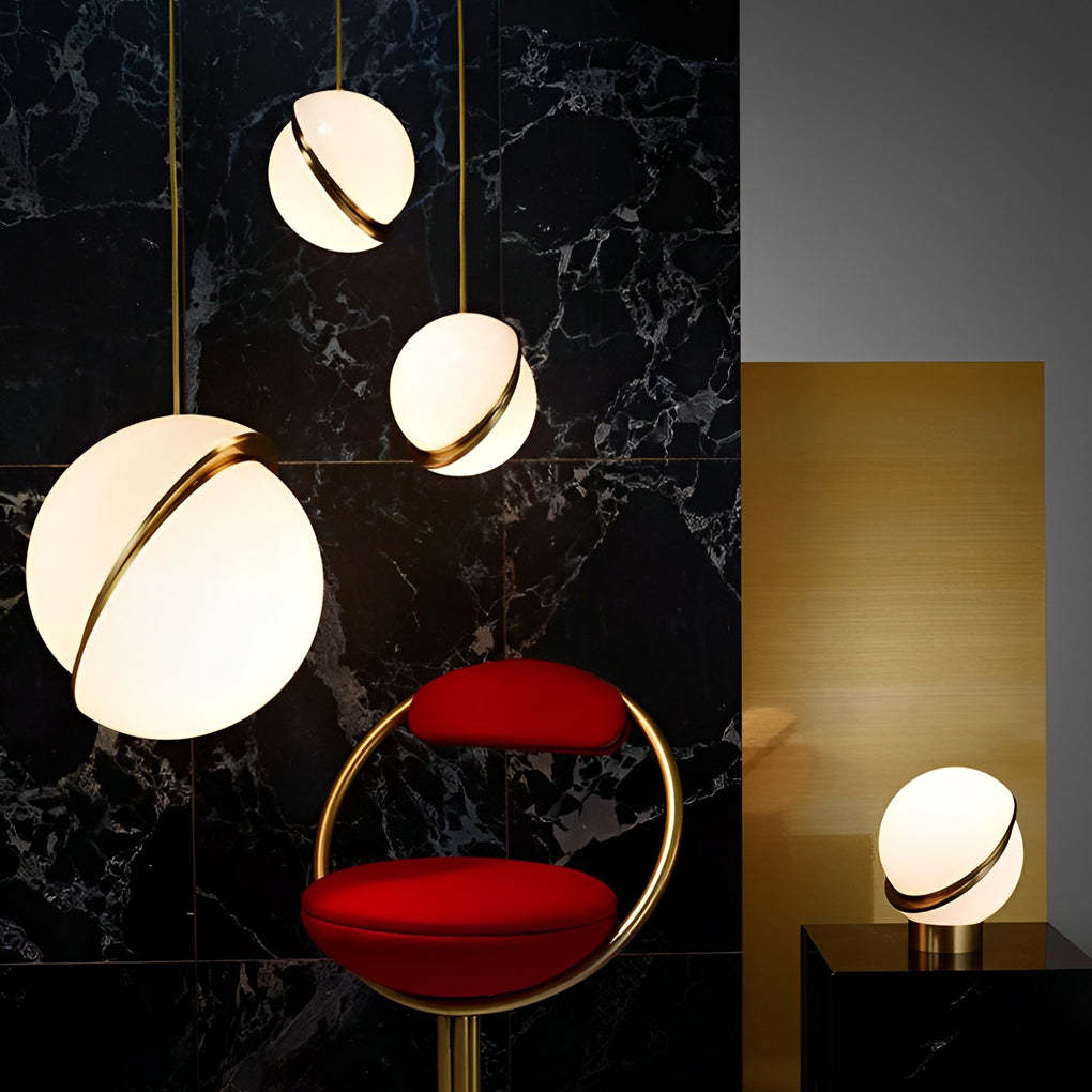 Round Iron Acrylic White Nordic Pendant