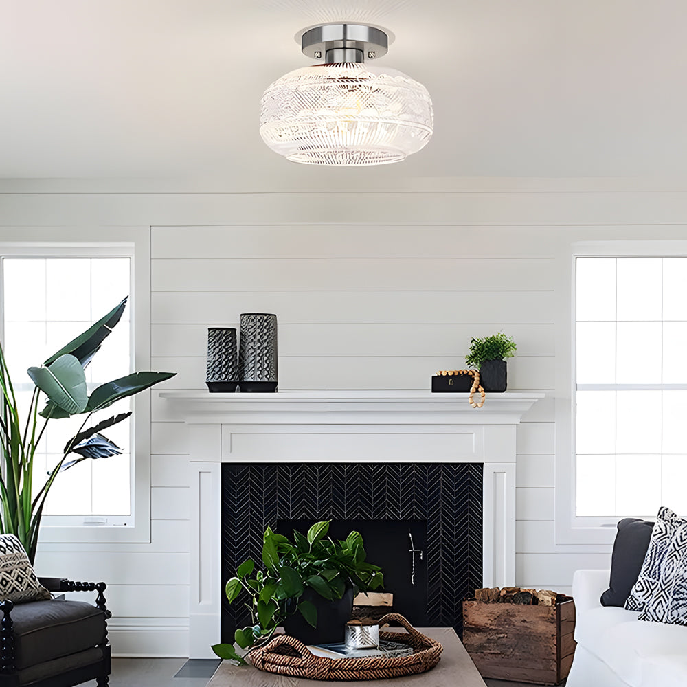 Acrylic Lantern Luxury Matte Metal American Ceiling Lamp