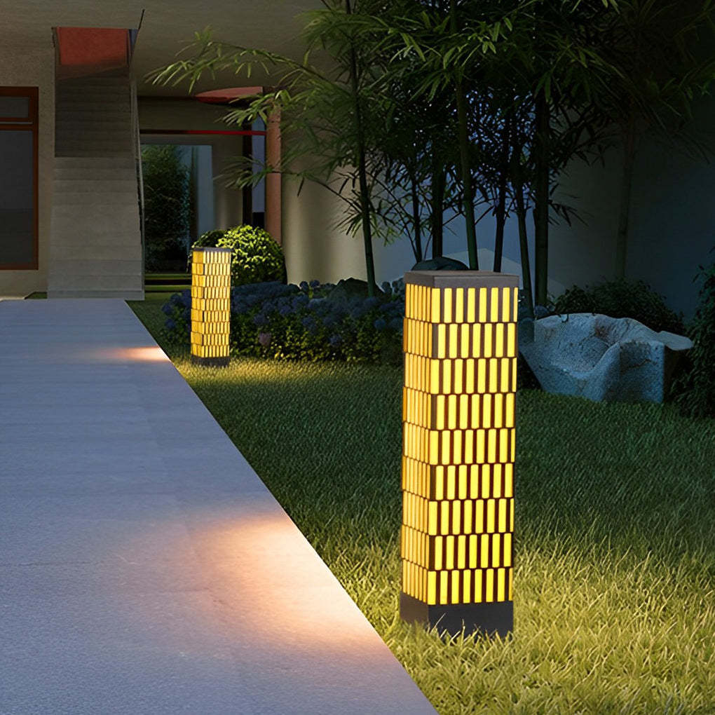 Retro Grid Designed Waterproof LED Black Modern Lawn Lamp Outdoor Lighting-Lighom