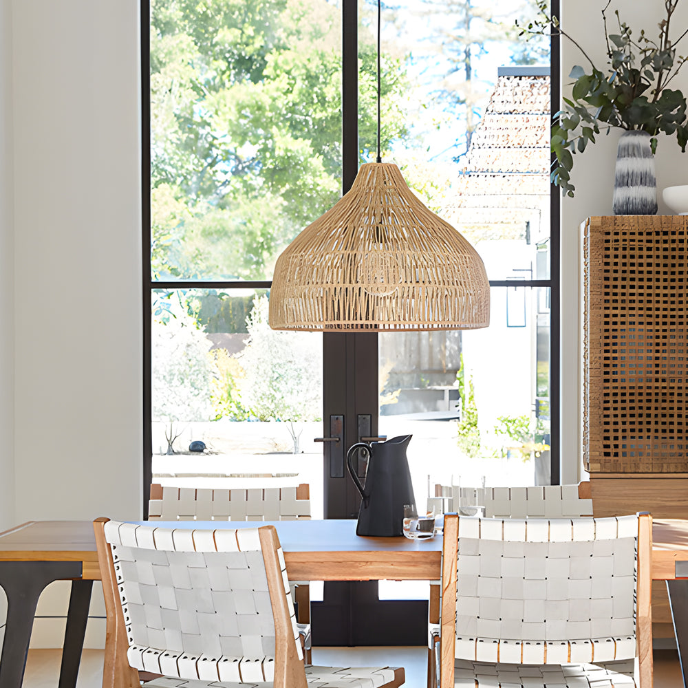 Rustic restaurant shade wood pendant lighting, Lighom — 15.7"