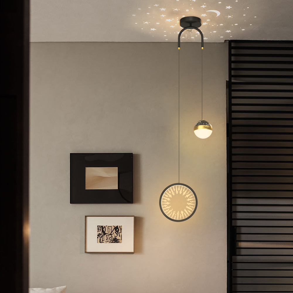 Oval Starry Projection Dimmable Nordic Pendant - Rnd