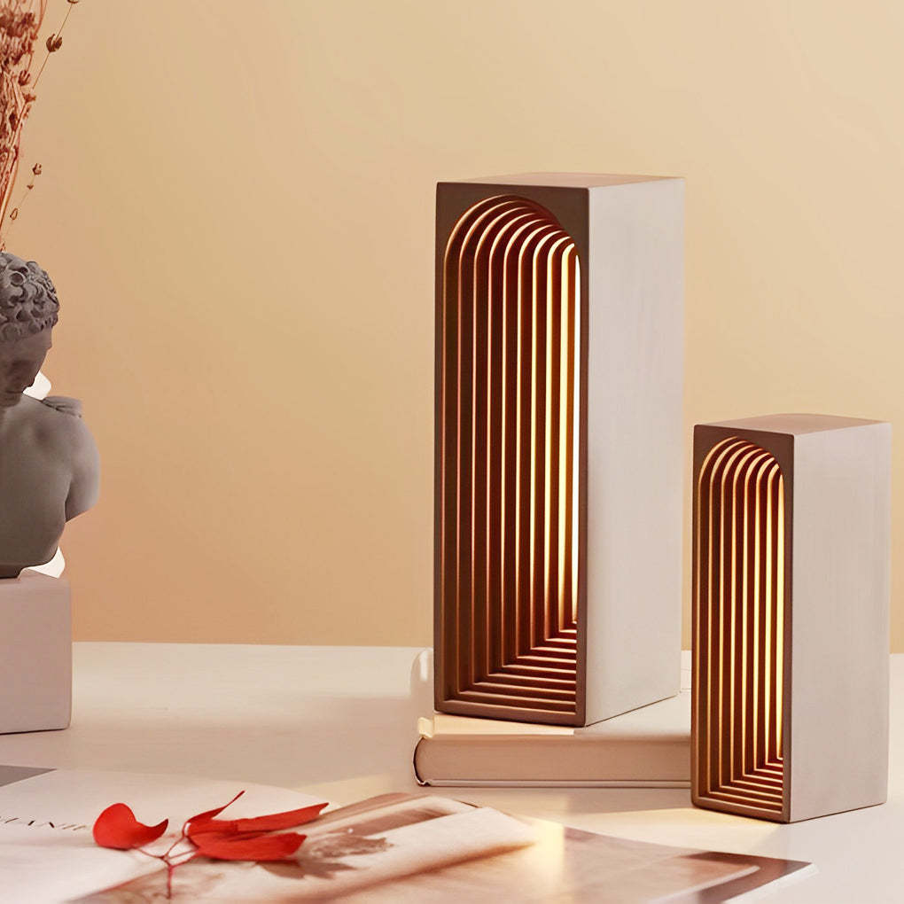 Nordic USB Concrete LED Rectangle Table Lamp-Lighom