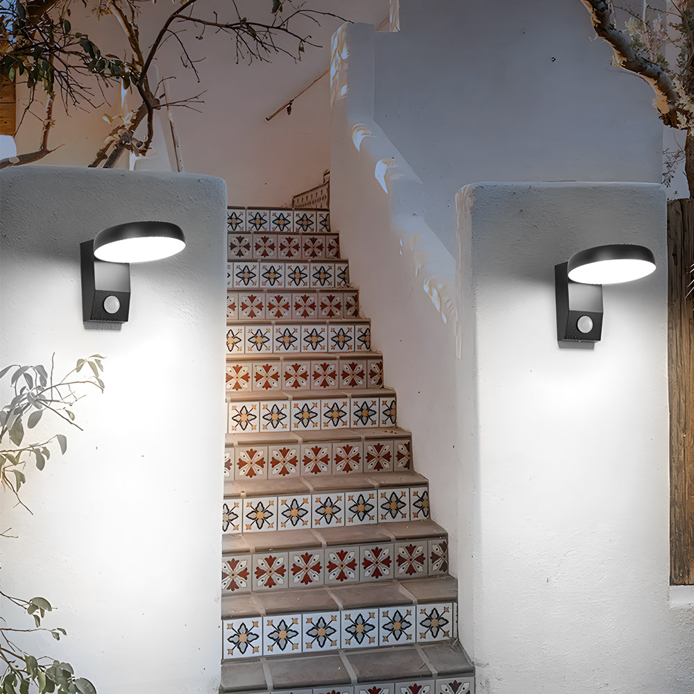 Black Motion Sensor Outdoor Wall Light - Rotatable-Lighom