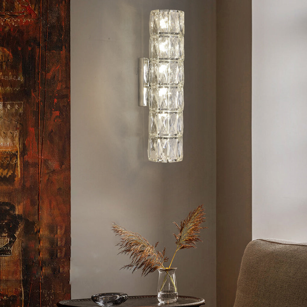 Cylindrical Crystal 3-Step Dimming LED Modern Wall Sconce