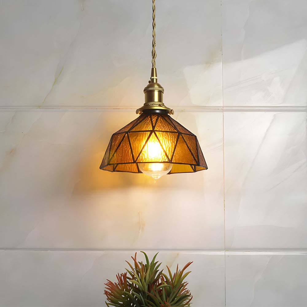 Vintage Stained Glass Hanging Pendant Light