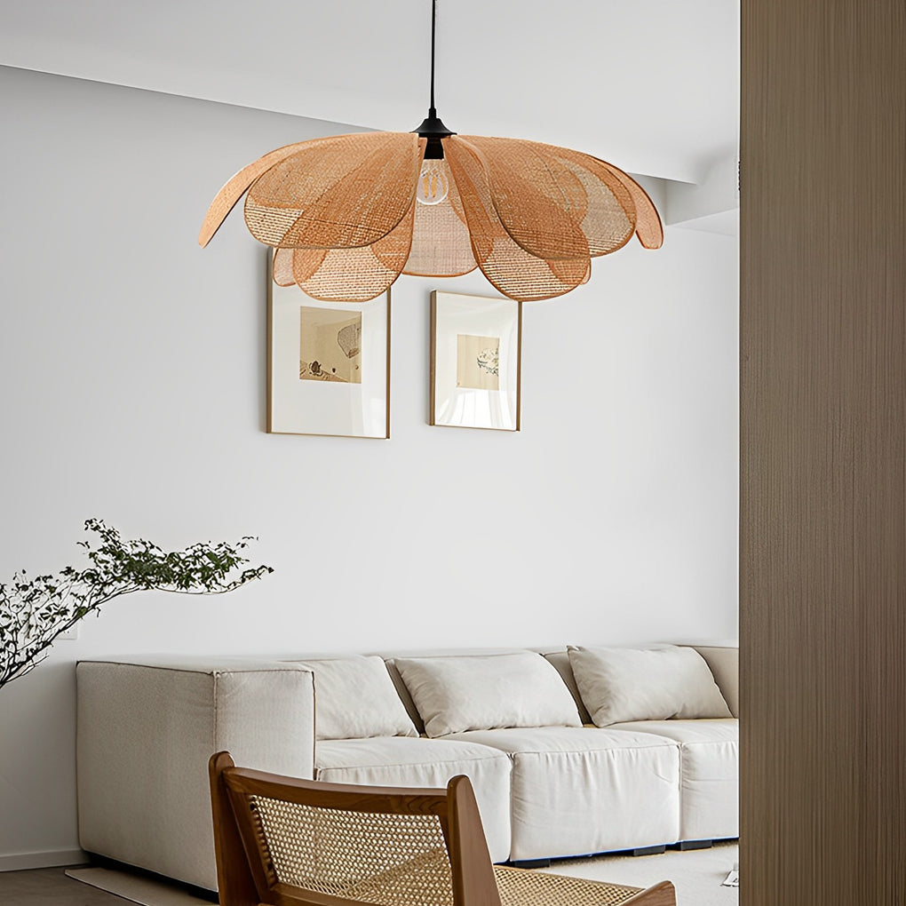 Rattan Flower Petal Dimmable Japanese Chandelier