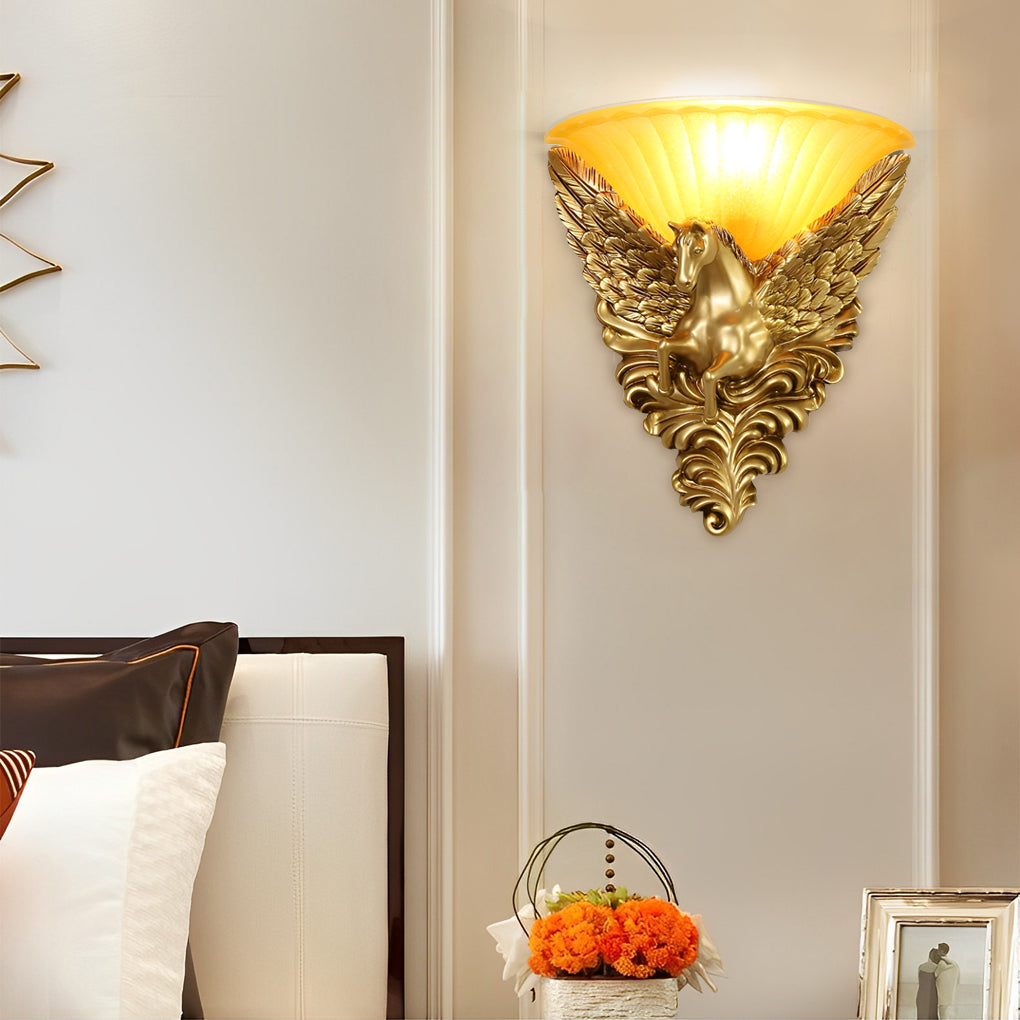 Creative Resin Horse Head Luxury European-Style Decorative Sconces Lighting-Lighom