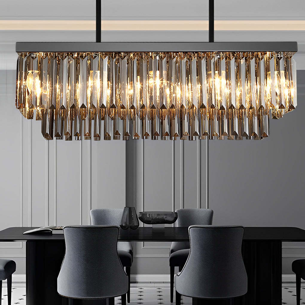 Crystal Dimmable Smoke Gray Modern Chandelier