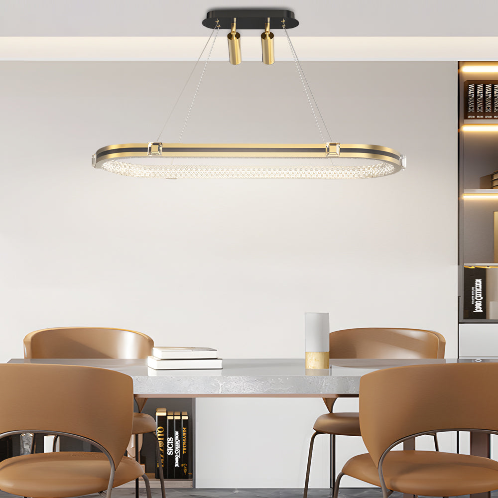 Long Oval Ring Dimmable LED Modern Dining Chandelier