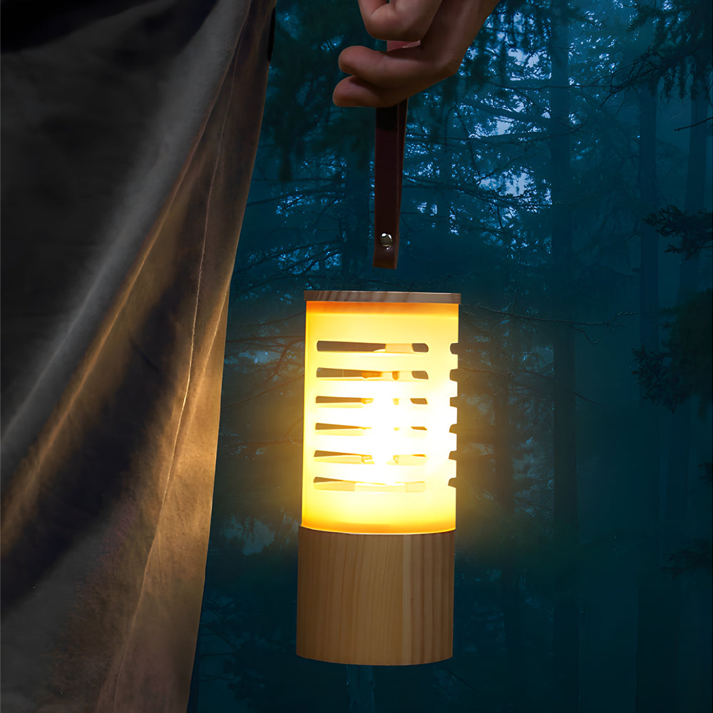 Portable Wood USB Rechargeable LED Camping Lantern-Lighom