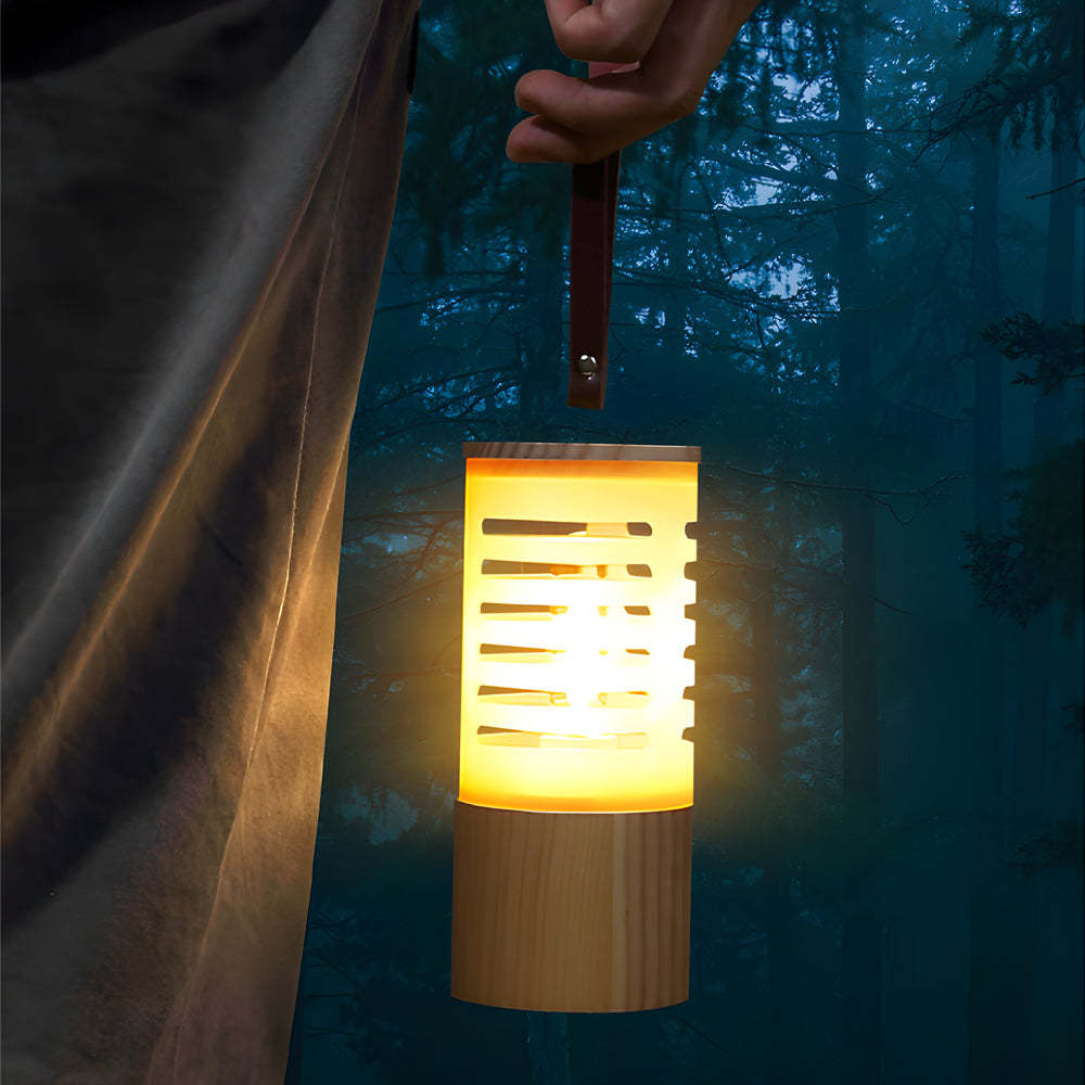 Portable Wood USB Rechargeable LED Camping Lantern-Lighom