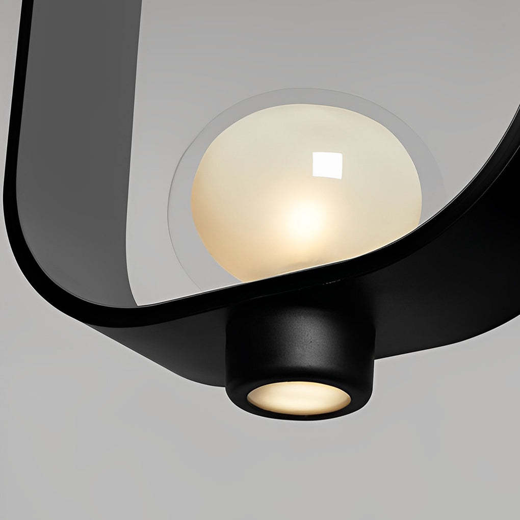 Rounded Rectangular Plated Iron Glass Nordic Pendant