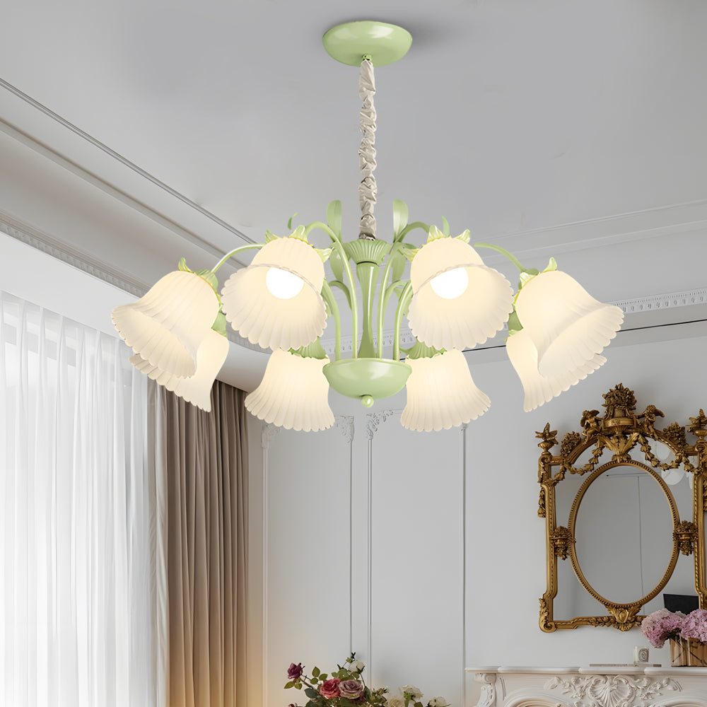 Pastoral White Flower Dimmable French Chandelier