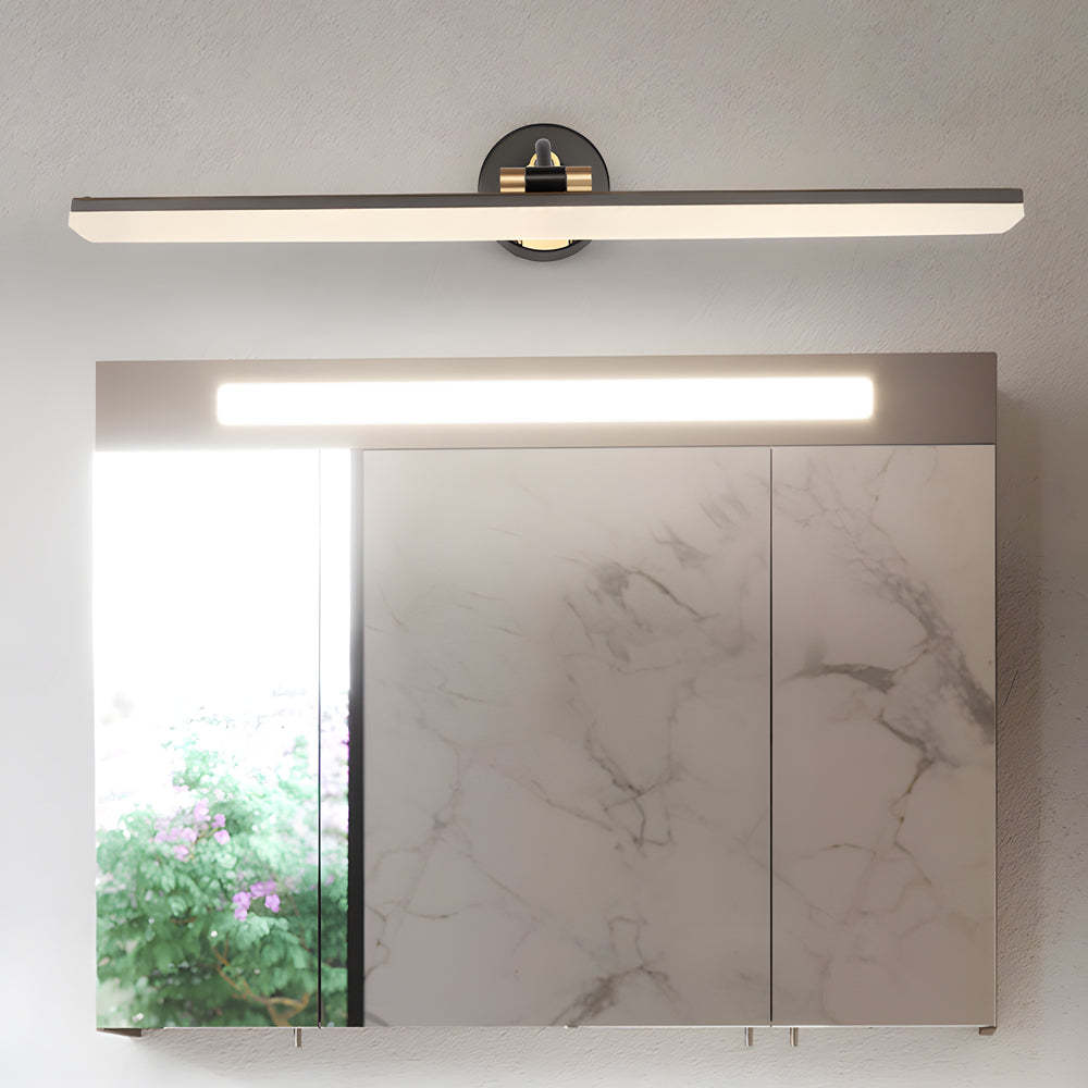 Adjustable LED Bathroom Vanity Mirror Light with Rotatable Flat Bar in Gold/Black Finish-Lighom