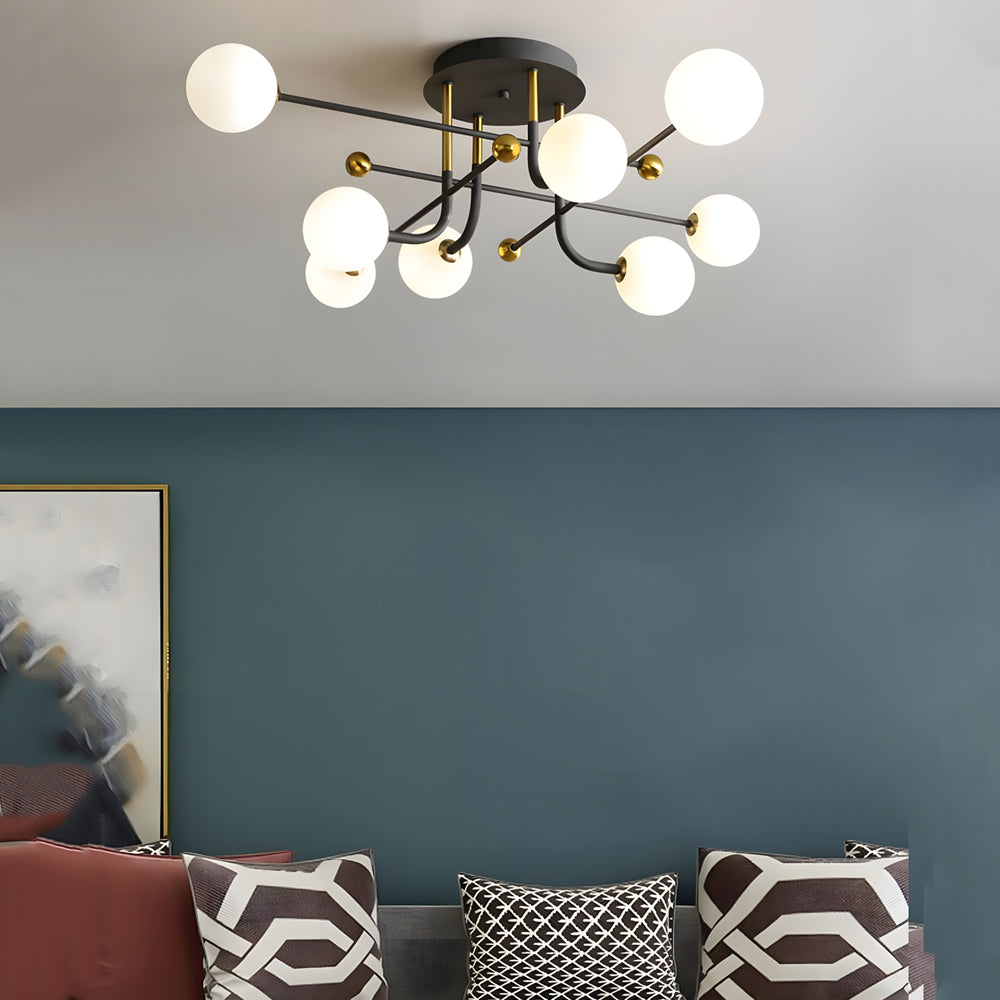 Modern Sputnik White Glass Globe Mount Light