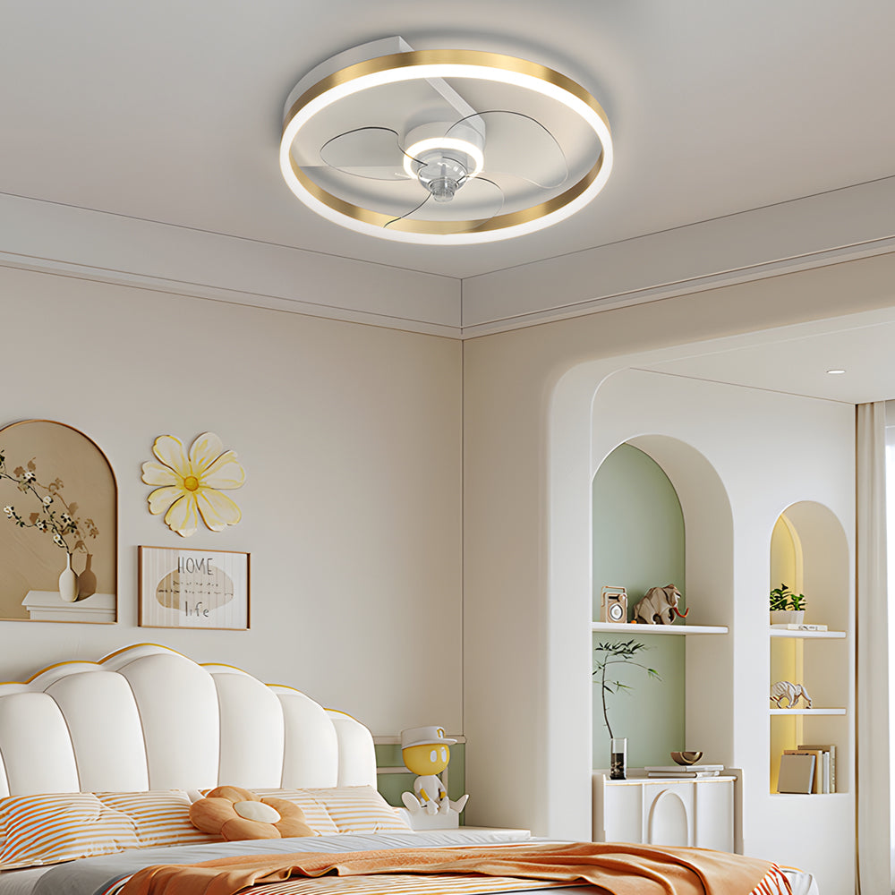 Simple Round Silent LED 3-Step Flush Mount Ceiling Fan