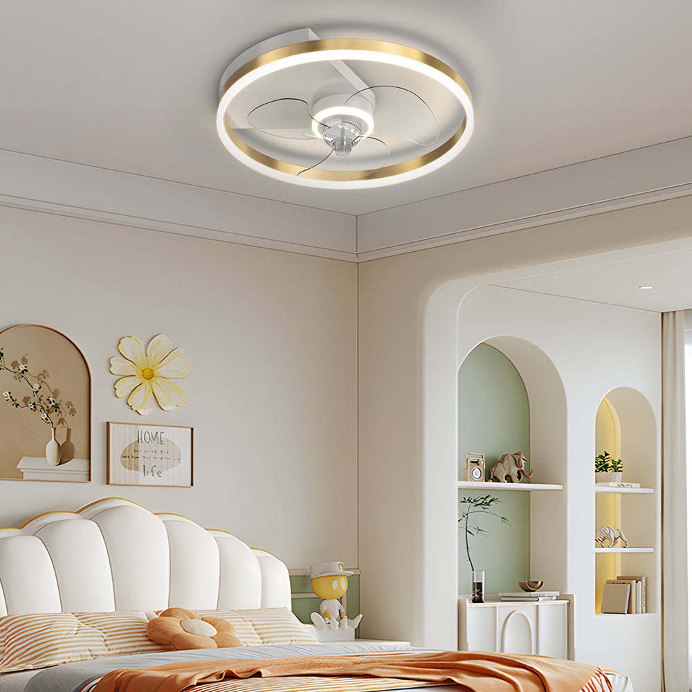 Simple Round Silent LED 3-Step Flush Mount Ceiling Fan