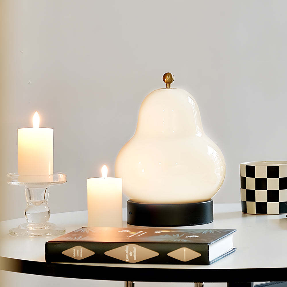 7.5 inch Glass Pear LED Table Ambient Lamp with Touch Switch-Lighom