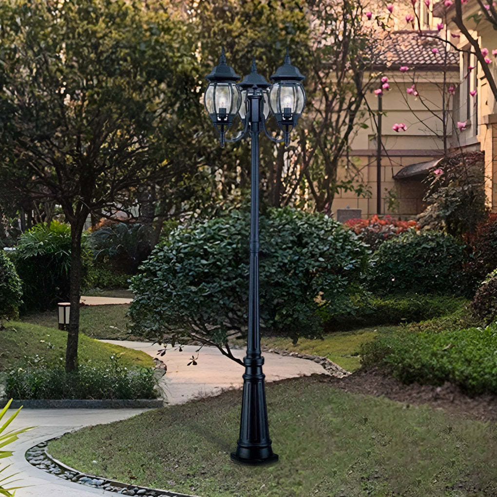 Waterproof 3 Lights Black European Style Garden Lamp Post Lights-Lighom