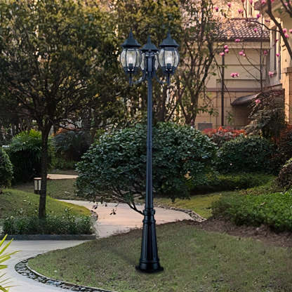 Waterproof 3 Lights Black European Style Garden Lamp Post Lights-Lighom